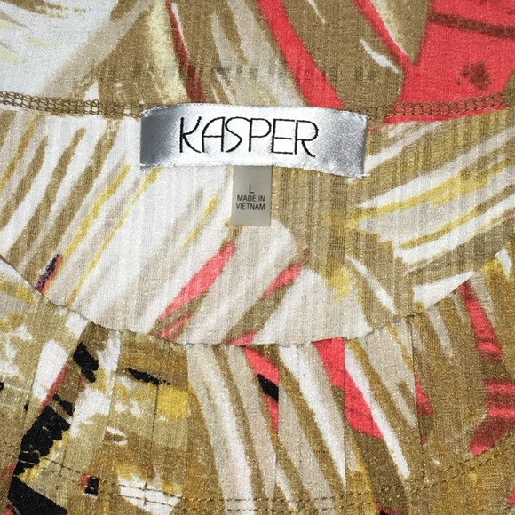 KASPER Pleated Leaf Print Sleeveless Crinkle Stretch Top - Women’s Large - Picture 9 of 11